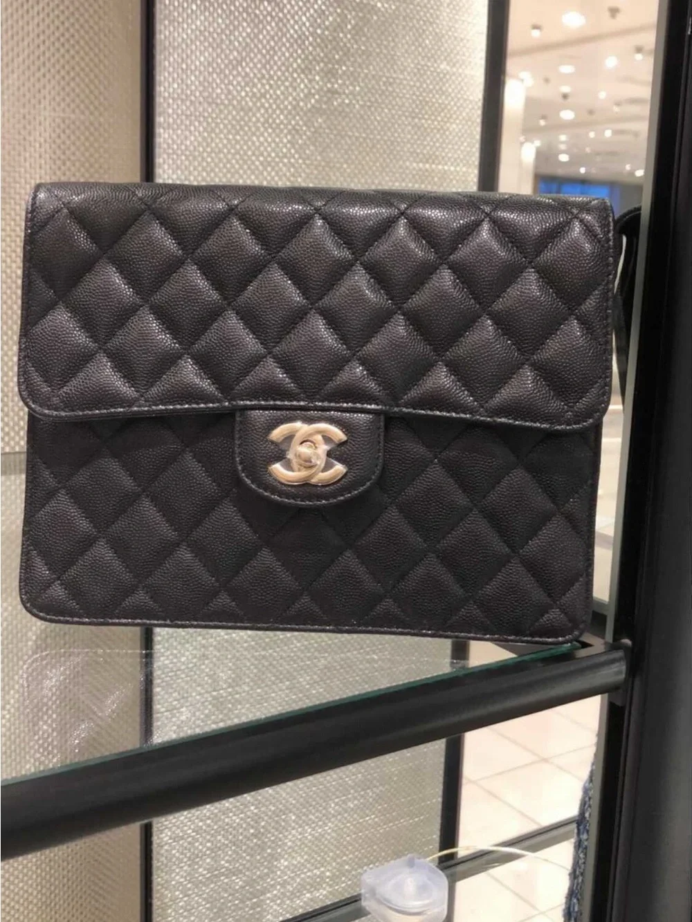 CHANEL Black Quilted Classic Flap Clutch with Gold CC Turn-Lock